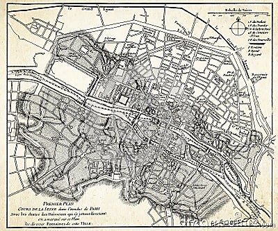 Ancient map of Paris