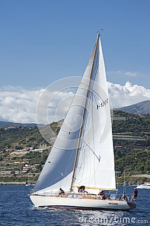 Ancient sailing boat during a regatta at the Panerai Classic Yac