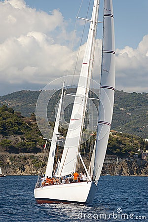 Ancient sailing boat during a regatta at the Panerai Classic Yac