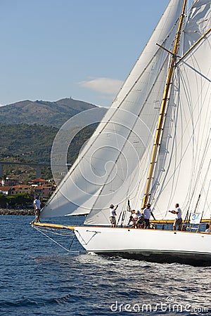 Ancient sailing boat during a regatta at the Panerai Classic Yac