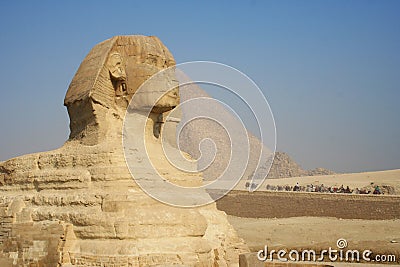Ancient sphinx and pyramid in Egypt