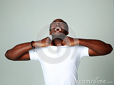 Angry african man screaming