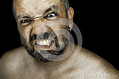 Angry man with beard