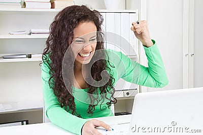 Angry woman with laptop