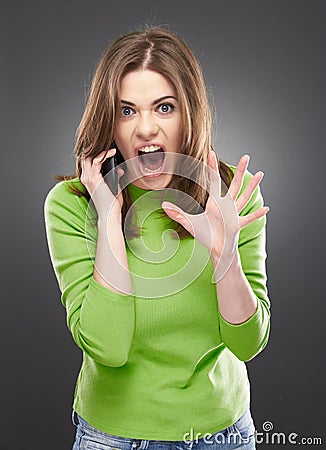 Angry woman with phone