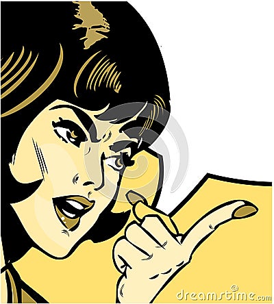 Angry woman pointing comics style