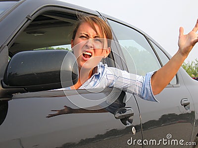 Angry Woman Yelling Out Car Window