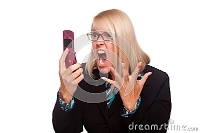 Angry Woman Yells At Cell Phone Royalty 