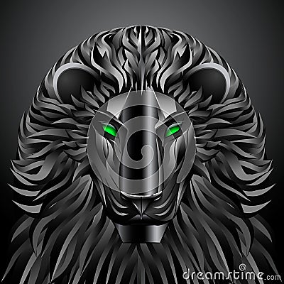 Animals Lion Black Technology Cyborg Metal Robot Stock Illustration 