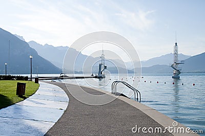 Annecy lake and diving board