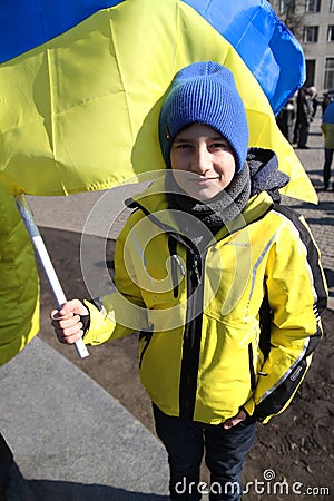 Anti separatism rally and honoring Taras Shevchenko in march 9, 2014. Ukraine, Kharkiv.