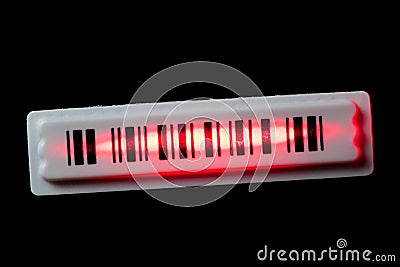 Anti-theft barcode sticker with laser ray