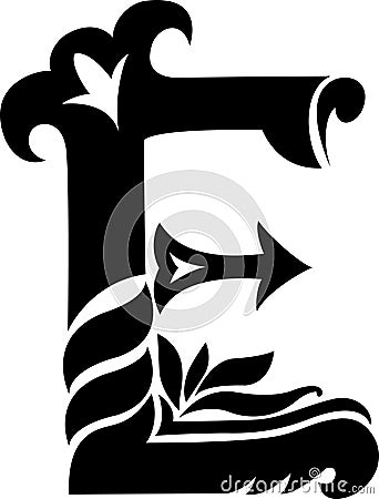 Letter E Designs Antique curl letter e royalty