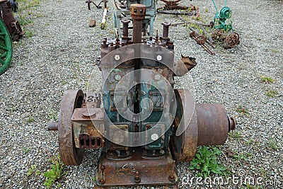Antique diesel engine used to help cut jade.