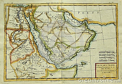 Antique map of Arabian Peninsula & Eastern Africa