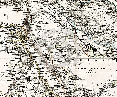 Antique map of Middle East Arabia Iraq