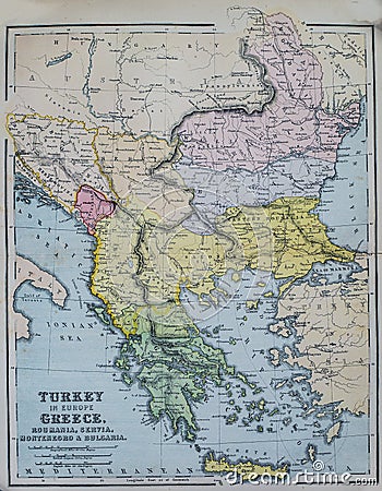 Antique Map of Turkey and Greece