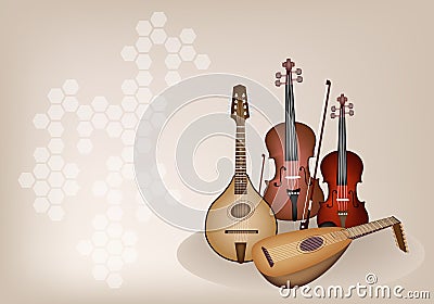 Antique Musical Instrument Strings on Brown Stage