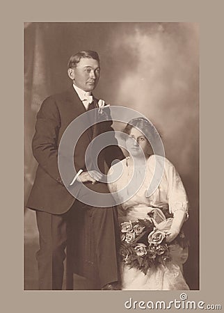 Antique photograph of a wedding couple