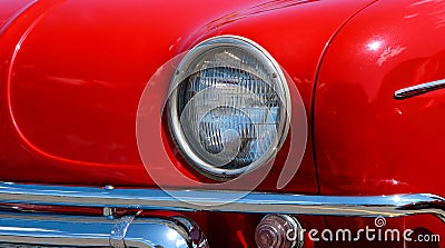 Antique red car head light