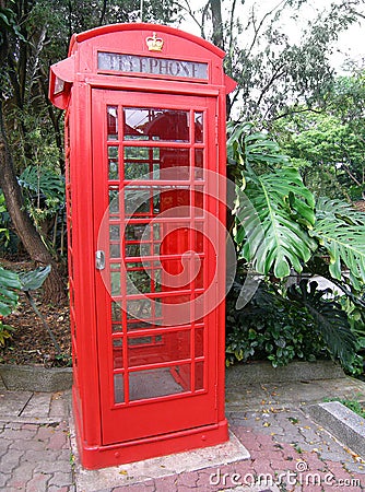 Antique red telephone booth