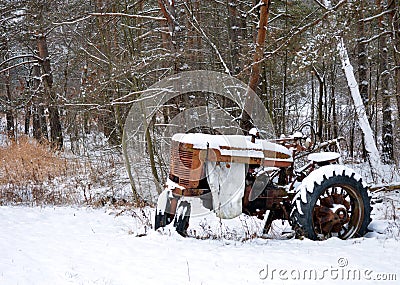 Antique Tractor Forgotten In The Woods