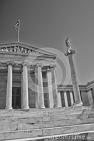 Apollo the god of arts in front of the national university of Athens