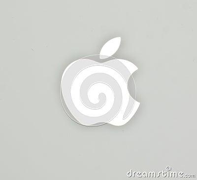 The Apple logo on Mac Book White Notebook
