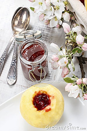 Apple stuffed with jam before baking