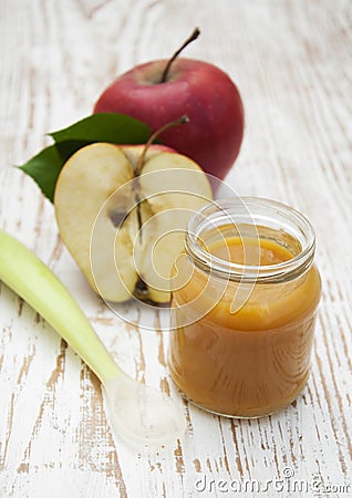 Apples puree in jar