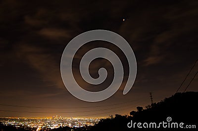 April 14, 2014 (4/14/2014) - Blood Moon Total Lunar Eclipse Over Downtown Los Angeles, California