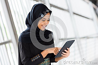 Arabian woman tablet computer