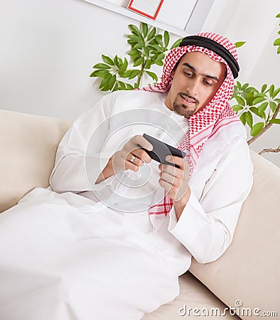 Arabic Man Using Smartphone