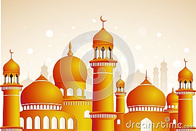 Arabic mosque on shiny light background.