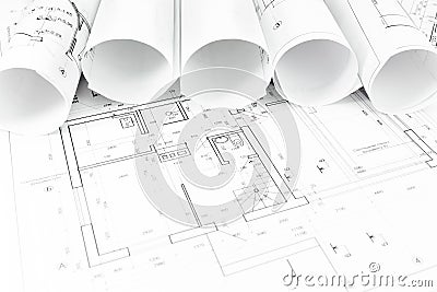 Architectural background with rolls