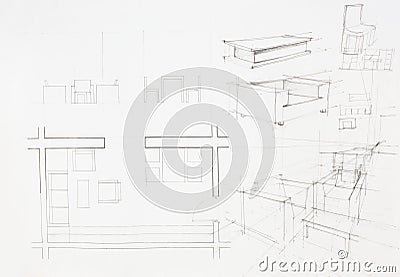 Architectural blueprint of dinning area