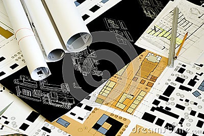 Architectural drawings, blueprints, city planning