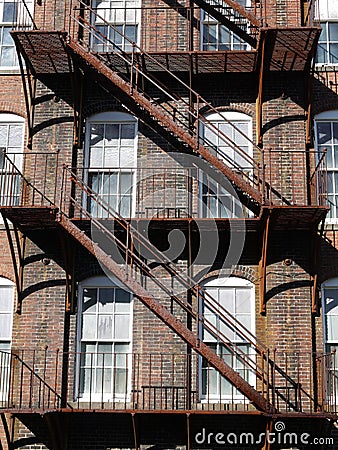 Architecture: rusty steel fire escape v