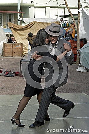 Argentine Man and woman dancing the Tango