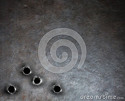 Armor metal background with bullet holes