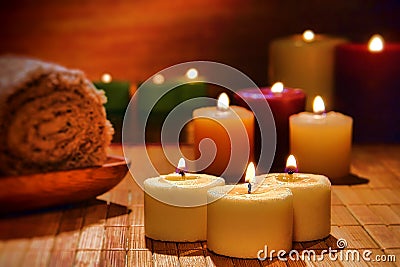 Aromatherapy Candles Spiritual Relaxation in a Spa