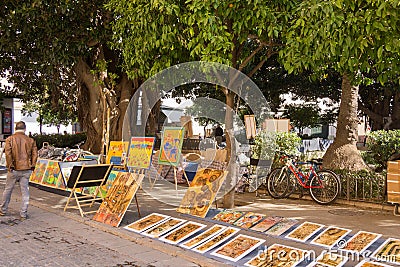 Art market in museum district Seville, Spain