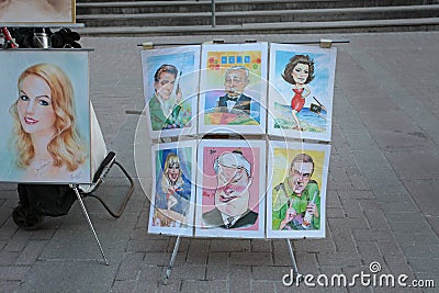 Art scetches in Arbat street, Moscow