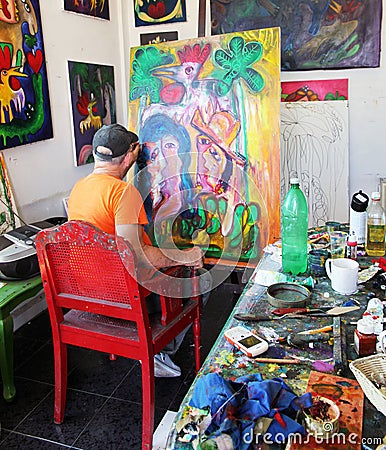 Artist Jose Fuster in his Studio.