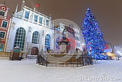 Artus Court in winter scenery with christmas tree