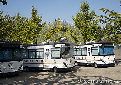 In Asia, China, Beijing, Olympic Park, public security law enforcement of police car