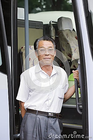 Asian bus driver
