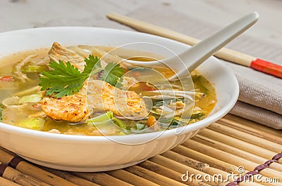 Asian chicken soup with vegetables