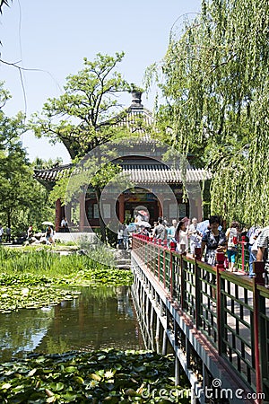 Asian China, royal garden, Old Summer Palace ,Jianbi Pavilion(Pavilion in a Blue Mirror),