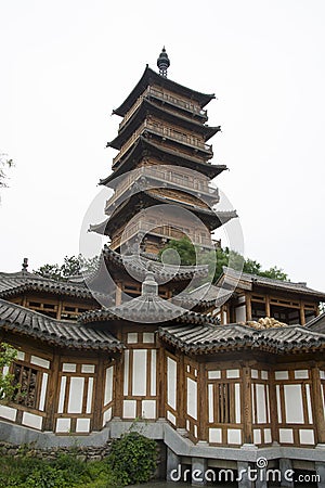 Asian Chinese, antique buildings, Wenfeng tower and courtyard